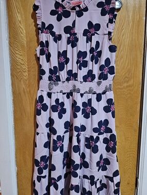 kate spade Pink and Navy Floral Ruffled Sundress